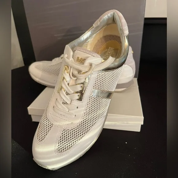 Michael Kors White and Gold Athletic Shoes - Picture 4 of 12